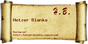 Hetzer Bianka névjegykártya
